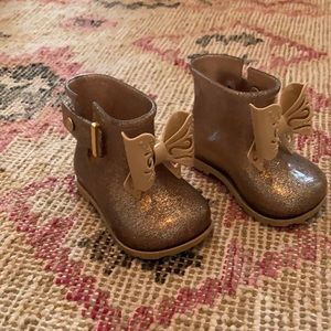 Sparkly gold Mini Melissa boots size 5